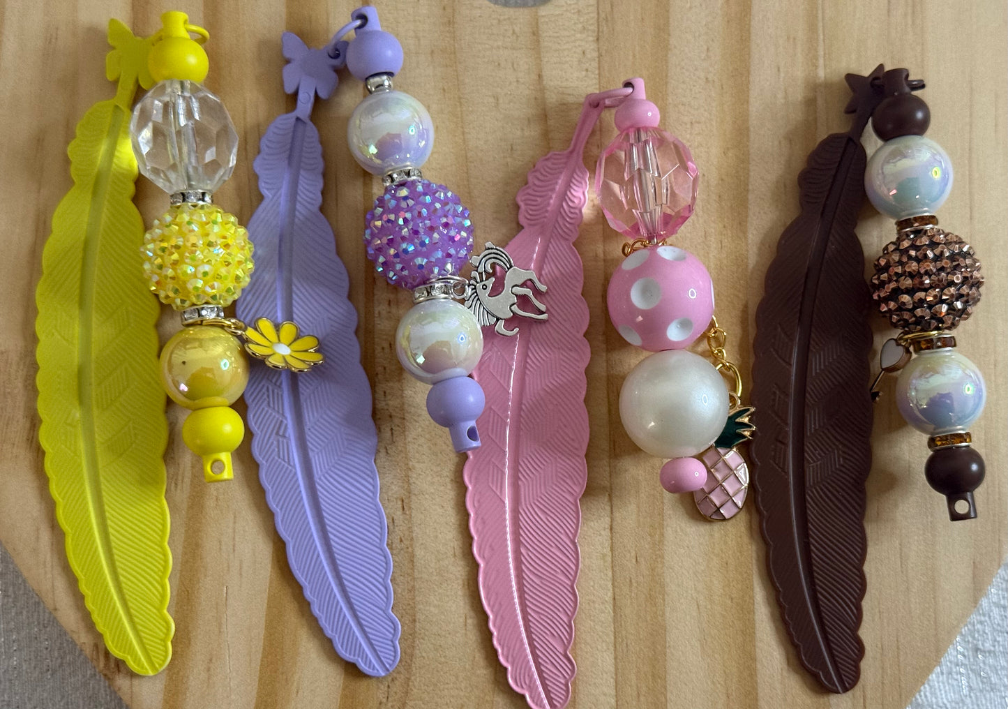 Premium Beaded Feather Bookmark