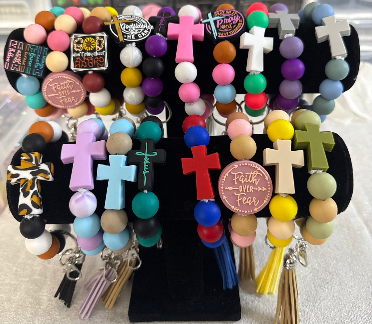 Silicone Beaded Keychain Wristlet